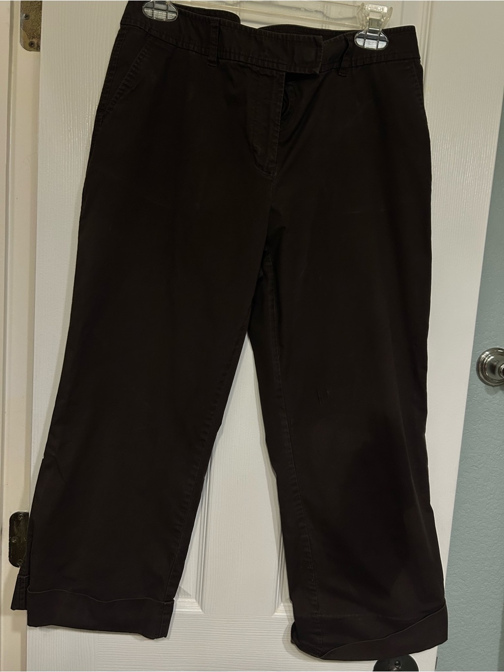 Liz & Co Dark Brown  Cropped Chino Pants. Size 12